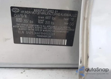 2017 Hyundai Sonata из США, поврежденный, VIN 5NPE24AF9HH513269